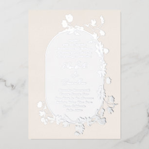 Elegant Winter Lijst Wreath Floral Silver Folie Uitnodiging