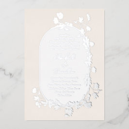 Elegant Winter Lijst Wreath Floral Silver Folie Uitnodiging