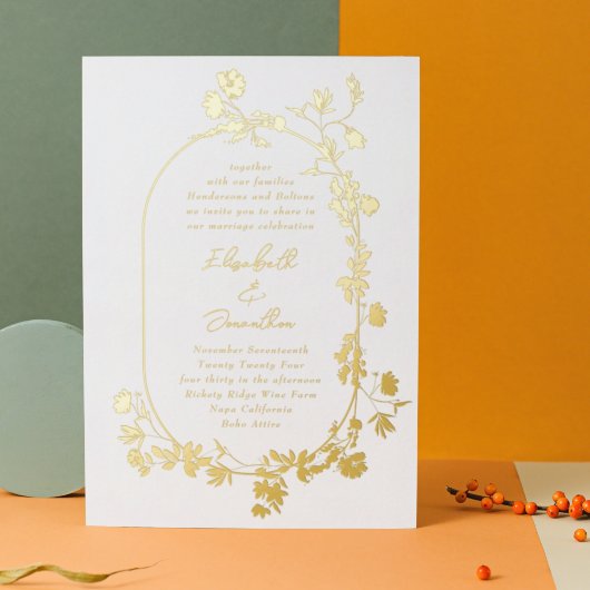 Elegant Winter Lijst Wreator Floral Silver Foil In Folie Uitnodiging