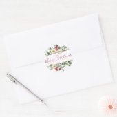 Elegant Winter Magnolia en Foliage Holiday Ronde Sticker (Envelop)