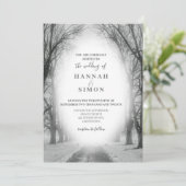 Elegant Winter Mountain Pines Wedding Invitation Kaart (Staand voorkant)