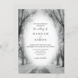 Elegant Winter Mountain Pines Wedding Invitation Kaart