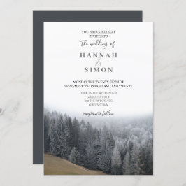 Elegant Winter Mountain Pines Wedding Invitation Kaart