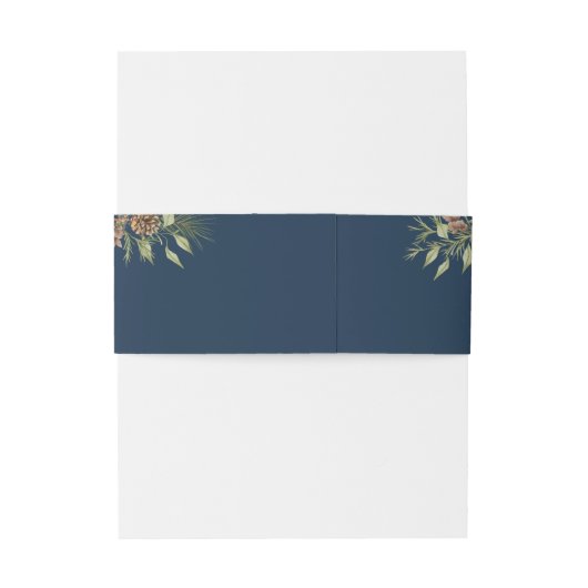 Elegant Winter Navy Blue Bruiloft Uitnodigingen Wikkel (Achterkant Voorbeeld)