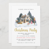 Elegant Winter Nostalgic Vintage Christmas Party Kaart (Voorkant / Achterkant)