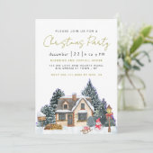 Elegant Winter Nostalgic Vintage Christmas Party Kaart (Staand voorkant)