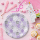Elegant Winter Paars Silver Glitter Snowflakes Papieren Bordje (Feest)