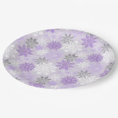 Elegant Winter Paars Silver Glitter Snowflakes Papieren Bordje (Gekanteld)