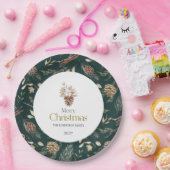 Elegant Winter Paper Plates with Pinecones Papieren Bordje (Feest)