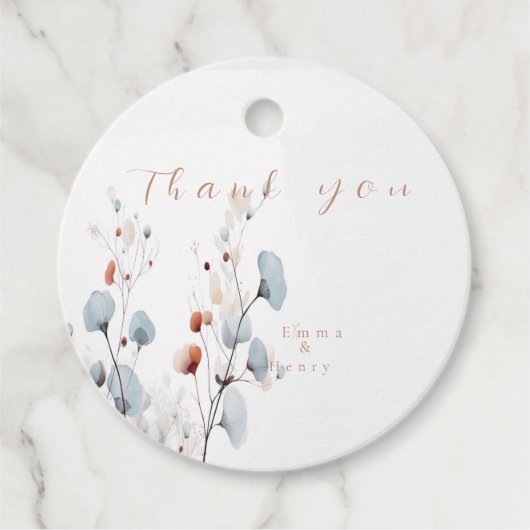 Elegant Winter pastel bloemen Bedankjes Labels (Voorkant)
