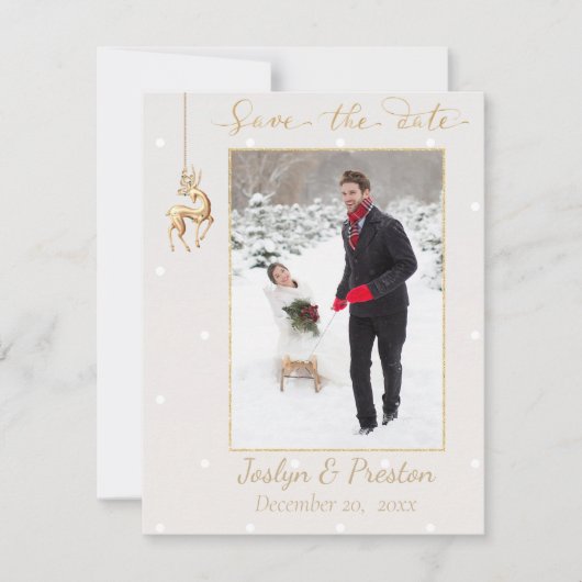 Elegant Winter Photo Save the Date Aankondiging (Voorkant)