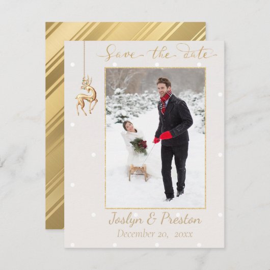 Elegant Winter Photo Save the Date Aankondiging (Voorkant / Achterkant)