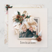 Elegant Winter Photo Wedding Invitation Kaart (Voorkant / Achterkant)