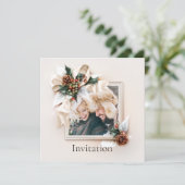 Elegant Winter Photo Wedding Invitation Kaart (Staand voorkant)