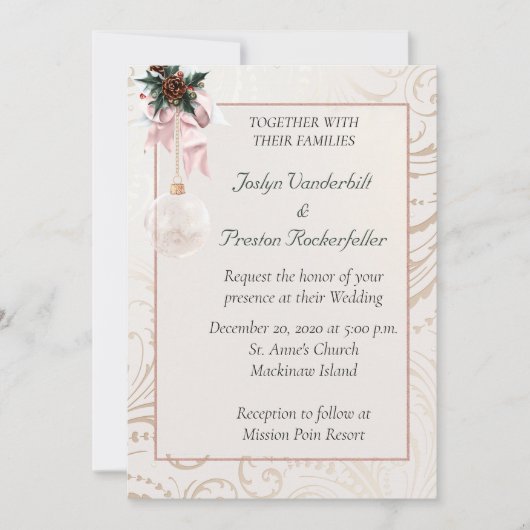 Elegant Winter Photo Wedding Invitation Kaart (Voorkant)