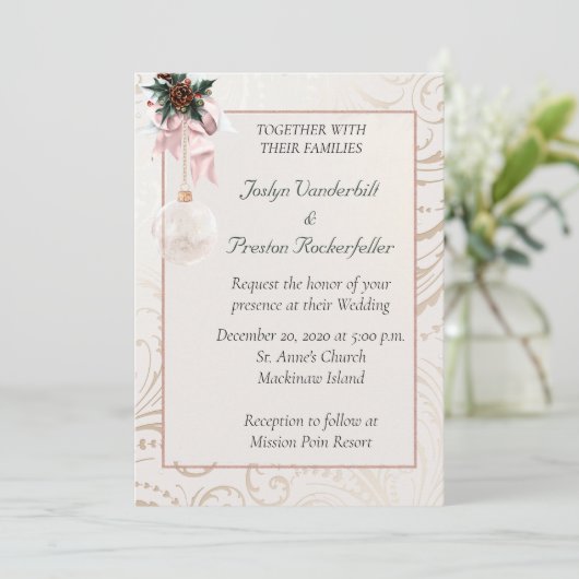 Elegant Winter Photo Wedding Invitation Kaart (Staand voorkant)