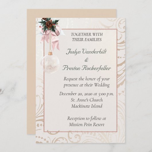 Elegant Winter Photo Wedding Invitation Kaart (Voorkant / Achterkant)