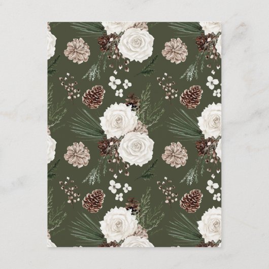 Elegant Winter Pine Bruiloft Informatiekaartje (Achterkant)