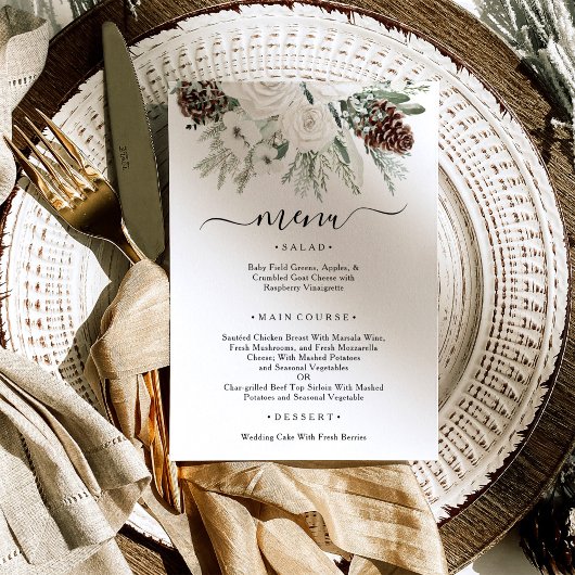 Elegant Winter Pine Bruiloft Menu