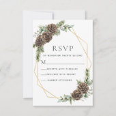 Elegant Winter Pine Cone Greenery Wedding RSVP Kaartje (Voorkant)