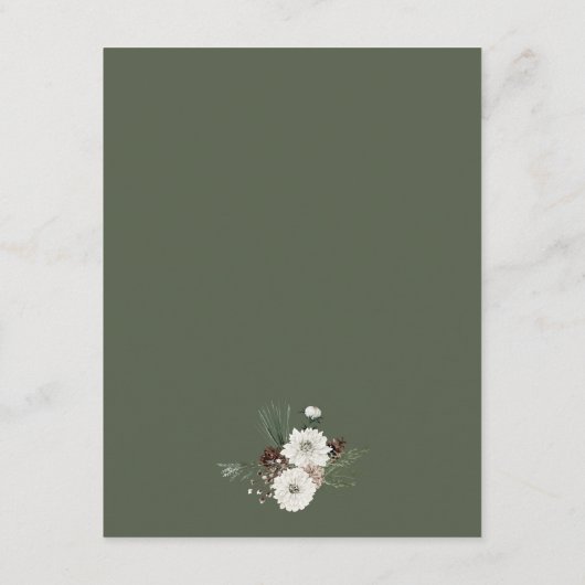 Elegant Winter Pine Cone Wedding Informatiekaartje (Achterkant)