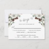 Elegant Winter Pine Cone Wedding RSVP Kaartje (Voorkant)
