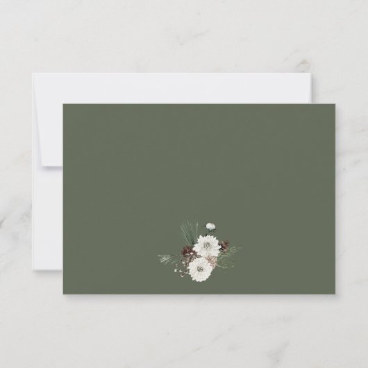 Elegant Winter Pine Cone Wedding RSVP Kaartje (Achterkant)