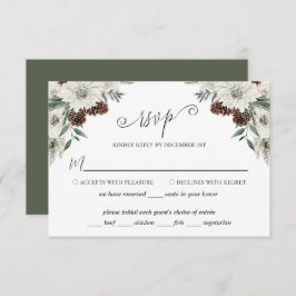 Elegant Winter Pine Cone Wedding RSVP Kaartje