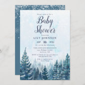 Elegant Winter Pine Tree Forest Baby shower Kaart (Voorkant / Achterkant)