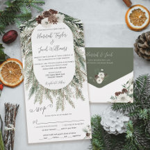 Elegant Winter Pine Weddenschap met RSVP