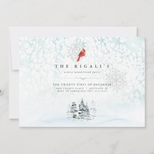 Elegant Winter Pines Kerstmis Waterverf Kaart (Voorkant)