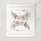 Elegant Winter Pink Roses Red Berries Greenery Plaatskaartje (Buitenkant ongevouwen)