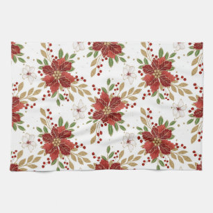 Elegant Winter Poinsettia Bloempatroon Theedoek