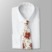 Elegant Winter Poinsettia Floral Pattern Stropdas (Gebonden)