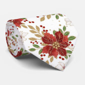 Elegant Winter Poinsettia Floral Pattern Stropdas (Opgerold)