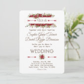Elegant Winter Poinsettia Flowers Wedding Invite Kaart (Staand voorkant)
