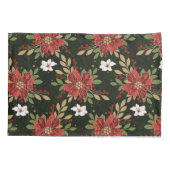 Elegant Winter Poinsettia on Dark Background Kussensloop (Achterkant)