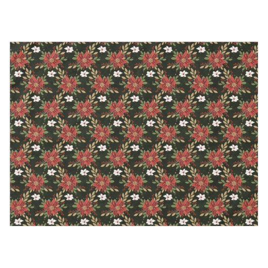 Elegant Winter Poinsettia on Dark Background Tafelkleed (Voorkant (Horizontaal))