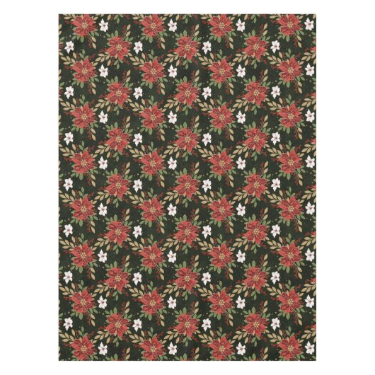 Elegant Winter Poinsettia on Dark Background Tafelkleed (Voorkant)