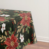 Elegant Winter Poinsettia on Dark Background Tafelkleed (Voorbeeld)