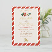 Elegant Winter Red and Gold Christmas Wedding Kaart (Staand voorkant)