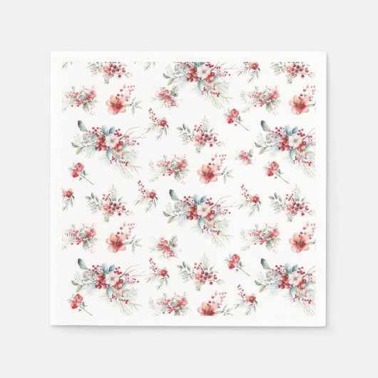 Elegant Winter Red Floral Baby shower Servet (Voorkant)