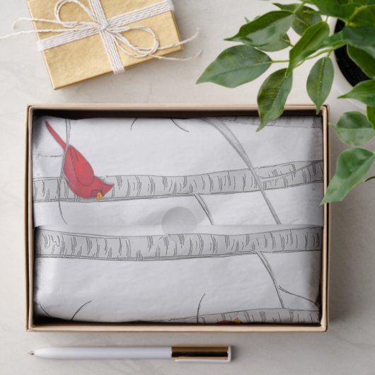 Elegant Winter Red Kardinaal Botanisch Woodland Tissuepapier (Geschenk)