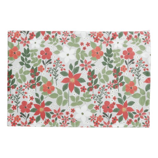 Elegant Winter Red White Floral Painting Kussensloop (Achterkant-Links)