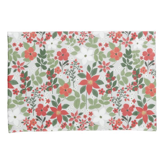 Elegant Winter Red White Floral Painting Kussensloop (Voorkant-Rechts)
