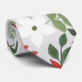 Elegant Winter Red White Floral Painting Stropdas (Opgerold)