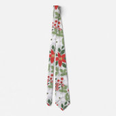 Elegant Winter Red White Floral Painting Stropdas (Achterkant)