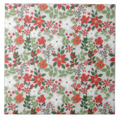 Elegant Winter Red White Floral Painting Tegeltje (Voorkant)