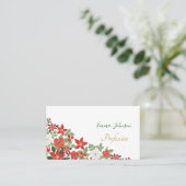 Elegant Winter Red White Floral Painting Visitekaartje (Staand voorkant)