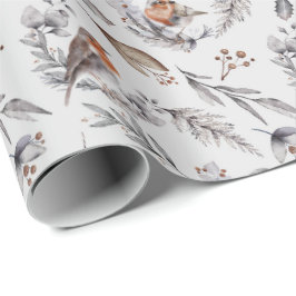 Elegant Winter Robin Bird kerstcadeau Cadeaupapier